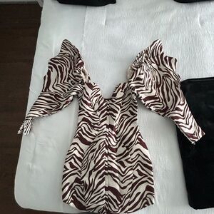 Zebra Print Ruffled Fitted Dress
